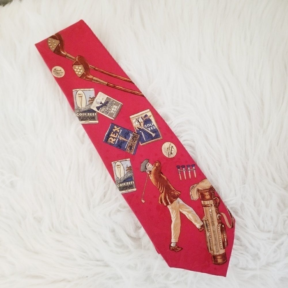 Robert Talbot Parisian red golf tie